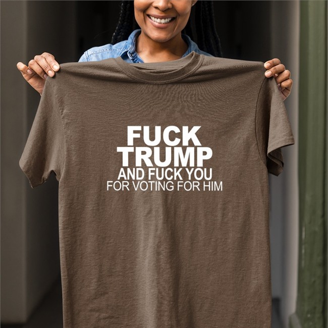 Fuck Trump And Fuck You For Voting For Him V Neck T Shirt Black Donna