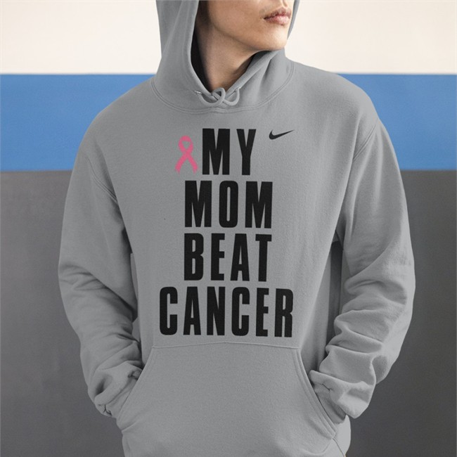 Shirts That Go Hard My Mom Beat Cancer Crewneck Sweatshirt Breast Cancer Awareness