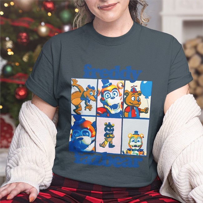 Five Nights At Freddy's Freddy Fazbear Grid Boyfriend Fit Girls Shirt Jonny Blox