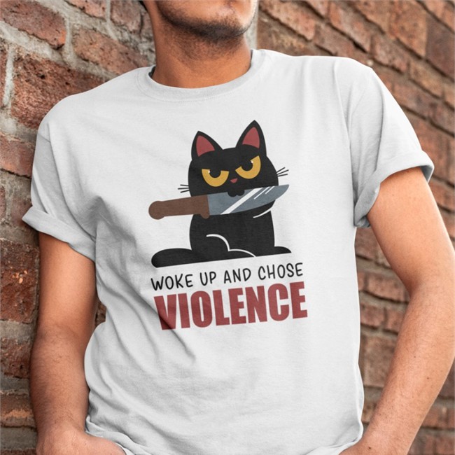 Damglynn Qwertee Shop Knife Cat Shirt